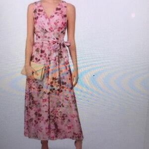 NWT Adrianna Papell Pink Floral wide leg Jumpsuit